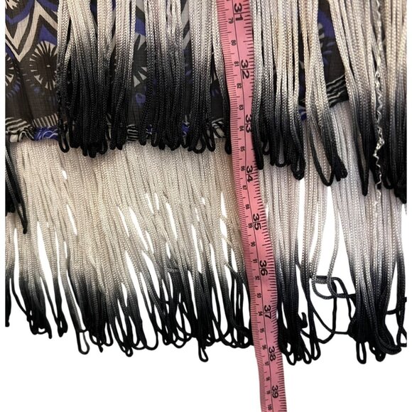 Steve Madden OSFM Lightweight Open Geometric Pattern Fringe Kimono Long - Picture 10 of 16